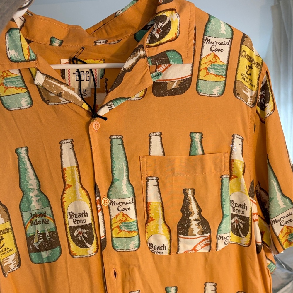 Urban Outfitters Orange Beer Bottle Print Shirt
